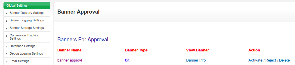 Banner Approval by Admin